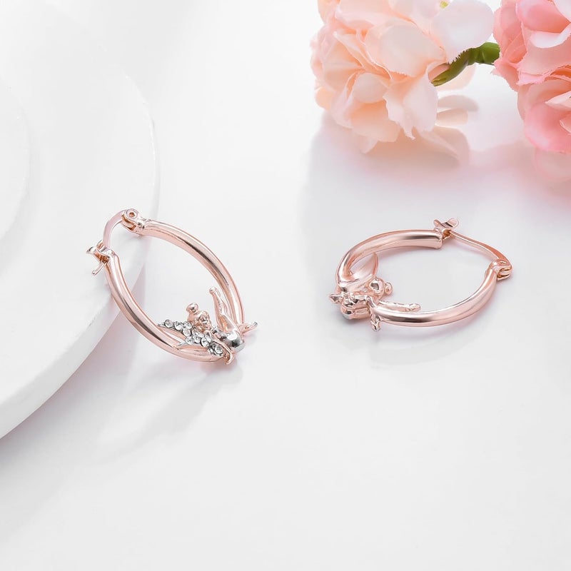 Medsor Fairy Angel Hoop Earrings Hypoallergenic 14K Gold Plated Plated Wing Earring - Image 4